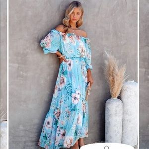 Floral off the shoulder maxi dress